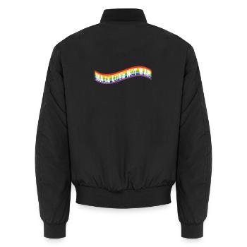 make love not war | Rainbow flag - Unisex Bomber Jacket - black - Back - AI Model Male 185 light (185cm)