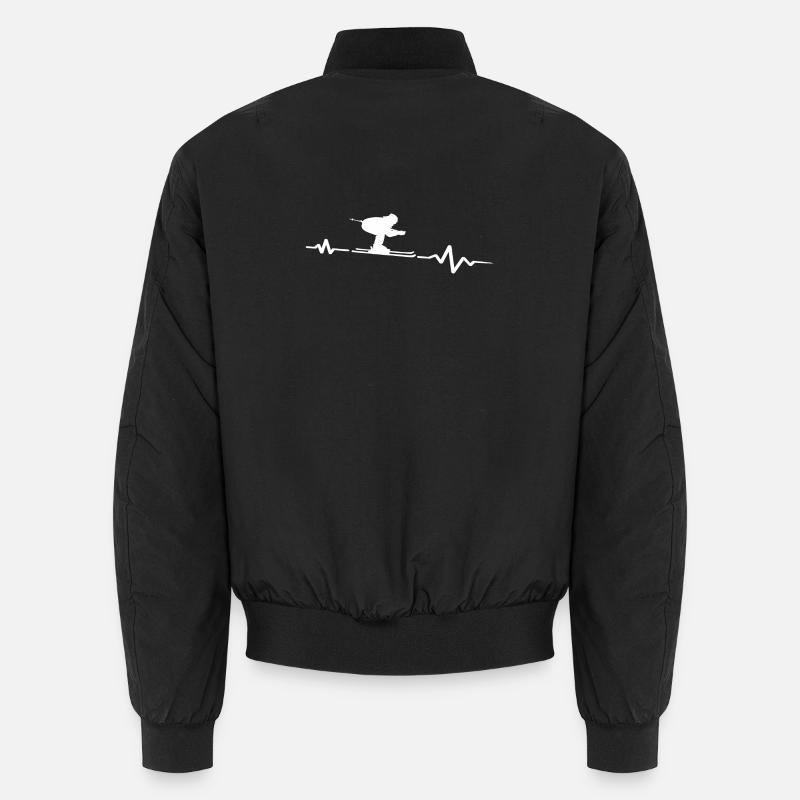 Heartbeat Alpine Skier Passion Cardiogram - Unisex Bomber Jacket - black