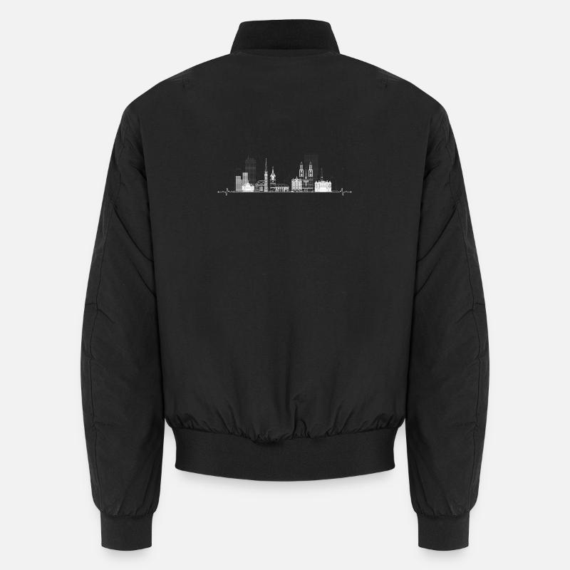 Skyline Pulse Cityscape Tee - Unisex Bomber Jacket - black