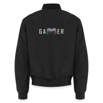 Gamer Schriftzug 3D Controller Nerd Geschenk - Unisex Bomberjacke - Schwarz - Hinten - AI Model Male 185 light (185cm)