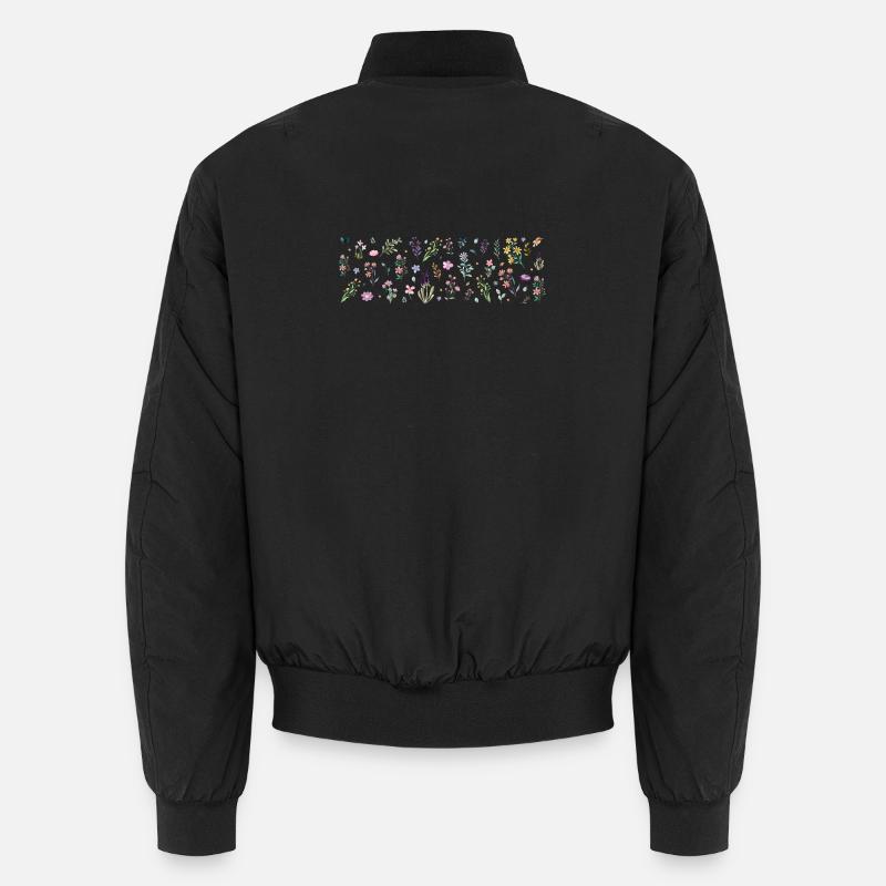 Midnight Bloom Botanical Print - Unisex Bomber Jacket - black