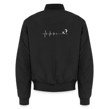 Heartbeat Pulse Line Grafikdesign - Unisex Bomberjacke - Schwarz - Hinten - AI Model Male 185 light (185cm)