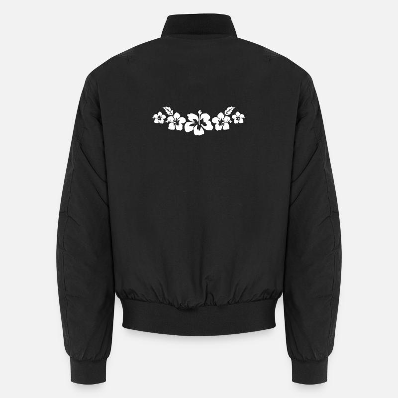 Tropical Hibiscus Floral Pattern - Unisex Bomber Jacket - black