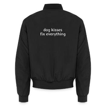 Dog Kisses Fix Everything – Cute Saying for Dogs - Unisex Bomber Jacket - black - Back - AI Model Male 185 light (185cm)