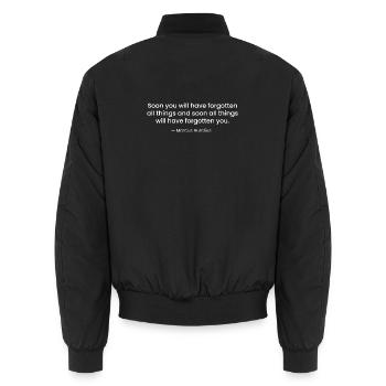 Marcus Aurelius Stoic Quote Design - Unisex Bomberjacke - Schwarz - Hinten - AI Model Male 185 light (185cm)