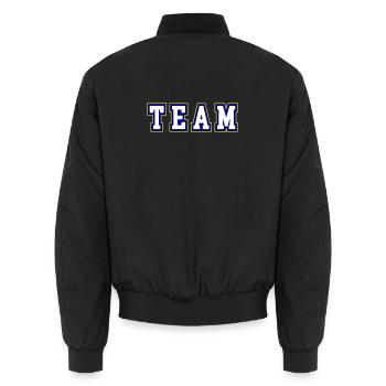 Team lettering - Unisex Bomber Jacket - black - Back - AI Model Male 185 light (185cm)