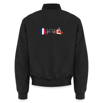 Heartbeat France Kanada - Unisex Bomberjacke - Schwarz - Hinten - AI Model Male 185 light (185cm)