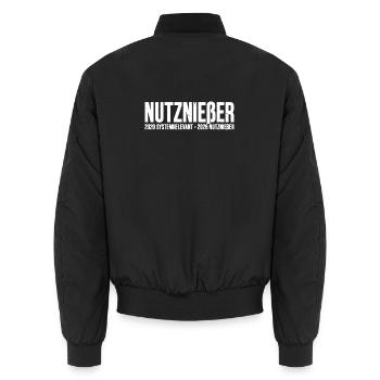 Nutznießer Shirt - 2020 systemrelevant Protest. - Unisex Bomberjacke - Schwarz - Hinten - AI Model Male 185 light (185cm)