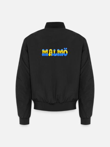 Malmö Blau-Gelb, Typo-Stadt, Schweden, - Unisex Bomberjacke - Schwarz