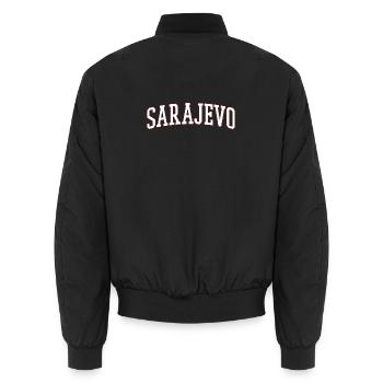 Lettres en gras de Sarajevo - Bomber unisexe - noir - Dos - AI Model Male 185 light (185cm)