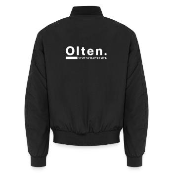 Olten Coordinates Solothurn Oltener Oltenerin - Unisex Bomber Jacket - black - Back - AI Model Male 185 light (185cm)