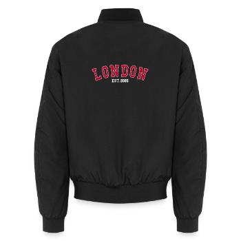 LONDON_EST_2005 - Unisex Bomber Jacket - black - Back - AI Model Male 185 light (185cm)