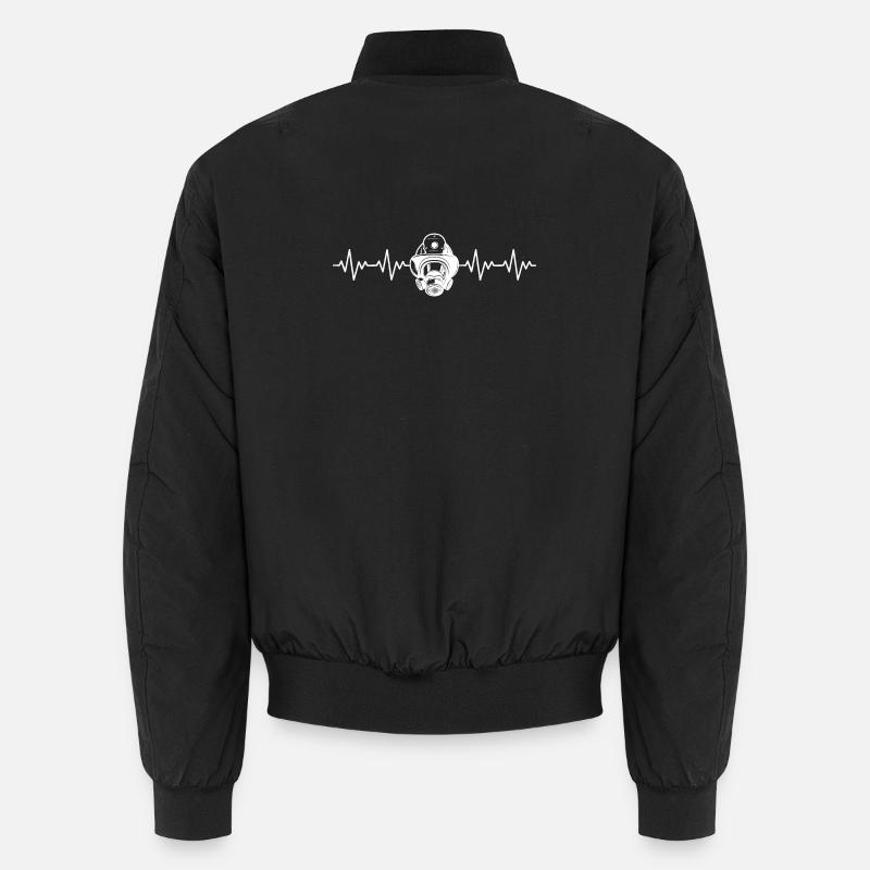 Firefighter Fire Brigade ECG Heartbeat Unisex Bomber Jacket