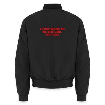Funny Sarcastic Dating Quote For Girlfriend - Unisex Bomber Jacket - black - Back - AI Model Male 185 light (185cm)
