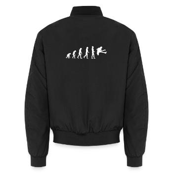 T-shirt drôle drôle d’Évolution d’un guitariste - Bomber unisexe - noir - Dos - AI Model Male 185 light (185cm)