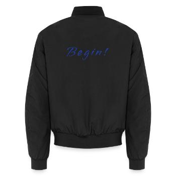 Begin! – Minimalistic Positive Mindset Design - Unisex Bomberjacke - Schwarz - Hinten - AI Model Male 185 light (185cm)