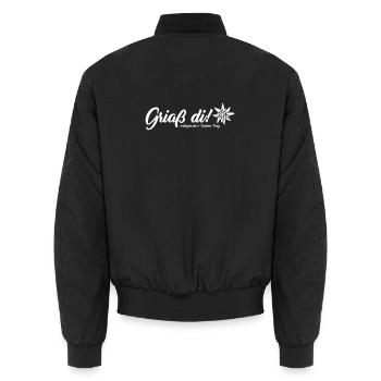griaß di - guten tag - Edelweiß - Unisex Bomberjacke - Schwarz - Hinten - AI Model Male 185 light (185cm)