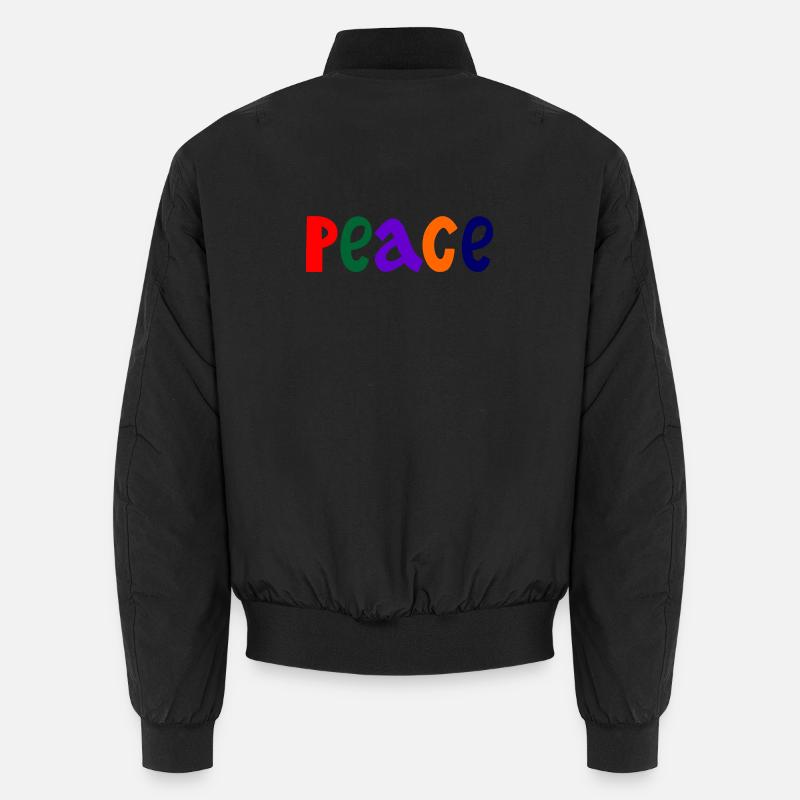 Farbige Buchstaben mit dem Wort Frieden "Frieden" Unisex Bomberjacke