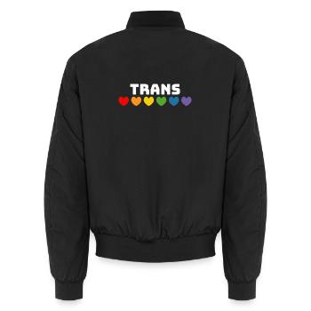 Cœur arc-en-ciel trans blanc - Bomber unisexe - noir - Dos - AI Model Male 185 light (185cm)