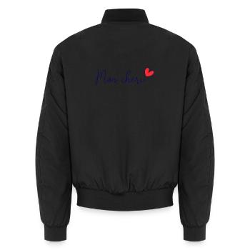 COEUR. COUPLE. JUST MARRIED. EVJF. SAINT VALENTIN. - Bomber unisexe - noir - Dos - AI Model Male 185 light (185cm)