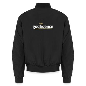 Godfidence Trust in God Christian Faith - Unisex Bomber Jacket - black - Back - AI Model Male 185 light (185cm)