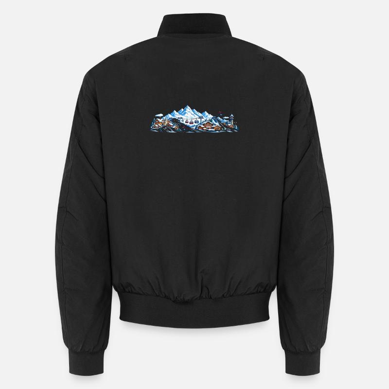 Alpine winter village with gondolas - Unisex Bomber Jacket - black