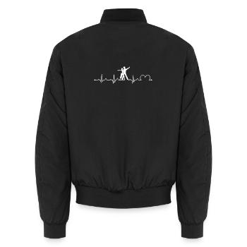 Lambada Brazilian Dance Heartbeat EKG Dancer - Unisex Bomber Jacket - black - Back - AI Model Male 185 light (185cm)