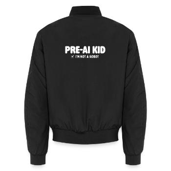 Nostalgie-Rückblick auf die 2010er Jahre vor dem KI-Kid - Unisex Bomberjacke - Schwarz - Hinten - AI Model Male 185 light (185cm)