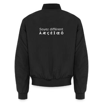 Soyez Différent Französische Sonderzeichen É Œ - Unisex Bomberjacke - Schwarz - Hinten - AI Model Male 185 light (185cm)