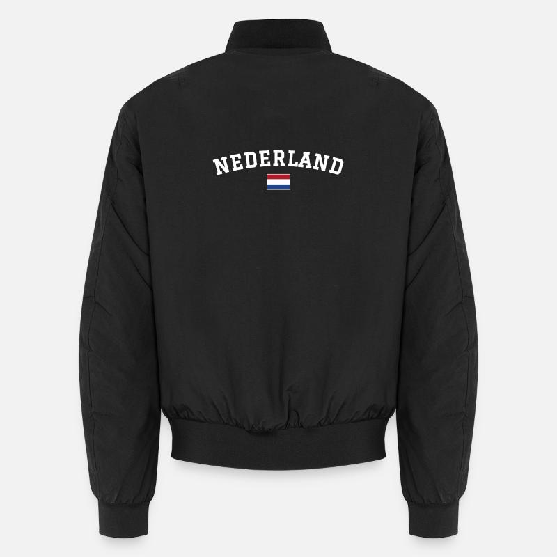 Drapeau des Pays-Bas Blanc - Bomber unisexe - noir
