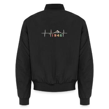 Vintage 80 Jahre altes Achtzigjähriges Zitat-Party 1946 - Unisex Bomberjacke - Schwarz - Hinten - AI Model Male 185 light (185cm)