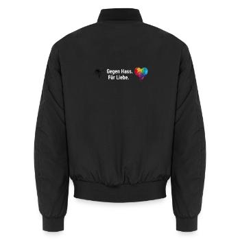 Liebe statt Hass Regenbogen Herz Motiv - Unisex Bomberjacke - Schwarz - Hinten - AI Model Male 185 light (185cm)