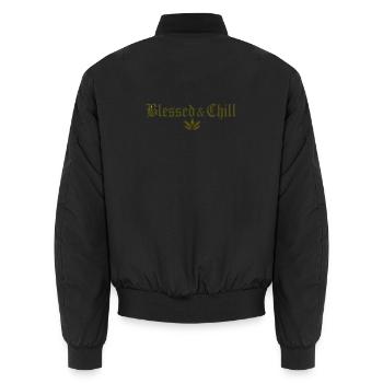 Chill motif - Unisex Bomber Jacket - black - Back - AI Model Male 185 light (185cm)