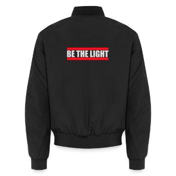 Be The Light Motivierend Positivität Spruch Logo - Unisex Bomberjacke - Schwarz - Hinten - AI Model Male 185 light (185cm)