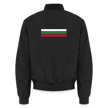 Bulgarien Flagge Minimal - Fahne Fan Streifen Desi - Unisex Bomberjacke - Schwarz - Hinten - AI Model Male 185 light (185cm)