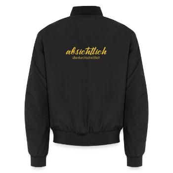 Absichtlich überdurchschnittlich – Humor Statement - Unisex Bomberjacke - Schwarz - Hinten - AI Model Male 185 light (185cm)