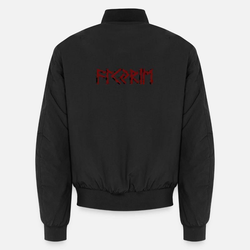 Valkyrie lettering red runes - Unisex Bomber Jacket - black