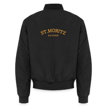St. Moritz - Suisse - Switzerland - Swiss - Bomber unisexe - noir - Dos - AI Model Male 185 light (185cm)