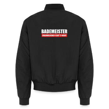 Bademeister chlorreicher geht's nicht - Unisex Bomberjacke - Schwarz - Hinten - AI Model Male 185 light (185cm)