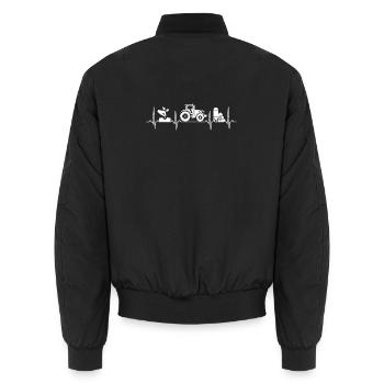 Bauer Herzschlag Landwirtschaft Traktor - Unisex Bomberjacke - Schwarz - Hinten - AI Model Male 185 light (185cm)