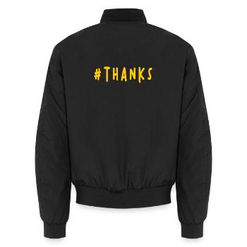 VIELEN DANK. DANKE. VIELEN DANK. JAHRESTAG. GEBURT. - Unisex Bomberjacke - Schwarz - Hinten - AI Model Male 185 light (185cm)