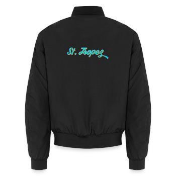 St. Tropez Neon Calligraphy - Unisex Bomber Jacket - black - Back - AI Model Male 185 light (185cm)