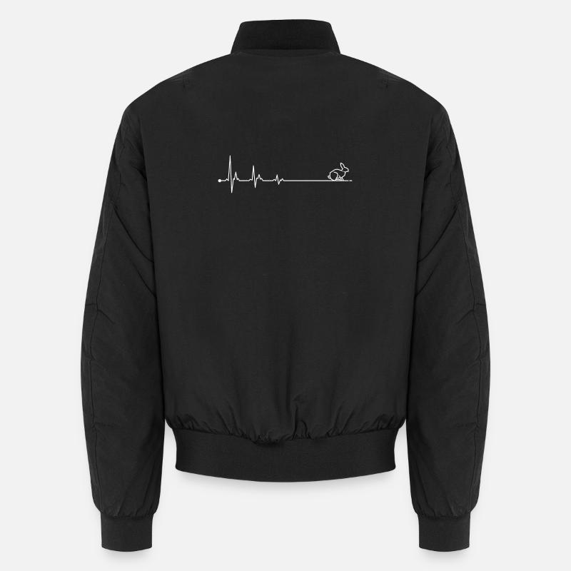 Heartbeat Bunny Line - Unisex Bomber Jacket - black