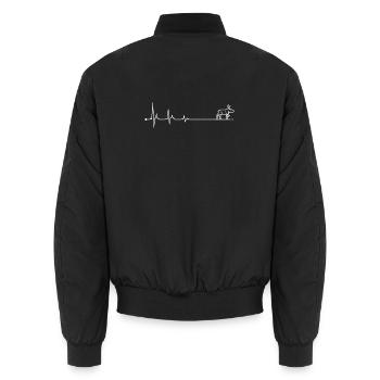 Heartbeat Trail Deer Lineart - Unisex Bomber Jacket - black - Back - AI Model Male 185 light (185cm)