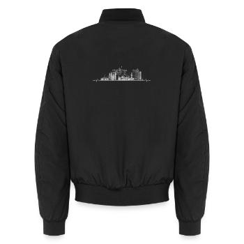 City Pulse Skyline Linie Kunst - Unisex Bomberjacke - Schwarz - Hinten - AI Model Male 185 light (185cm)