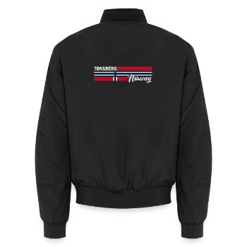 Tonsberg - Norway Flag - Norge - Norwegen Flagge - Unisex Bomberjacke - Schwarz - Hinten - AI Model Male 185 light (185cm)