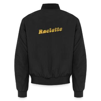 Raclette Käse Schriftzug 3D - Unisex Bomberjacke - Schwarz - Hinten - AI Model Male 185 light (185cm)
