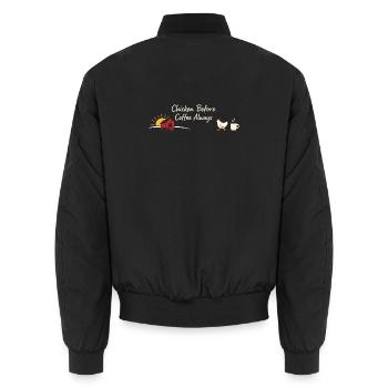 Poulets dans le jardin Style de vie poulet - Bomber unisexe - noir - Dos - AI Model Male 185 light (185cm)