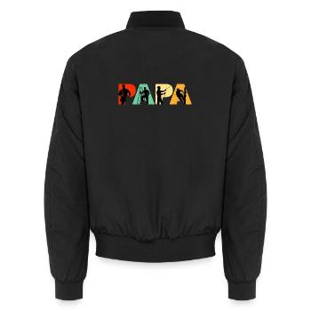 Papa Electrician Sparky Retro Silhouette - Unisex Bomber Jacket - black - Back - AI Model Male 185 light (185cm)