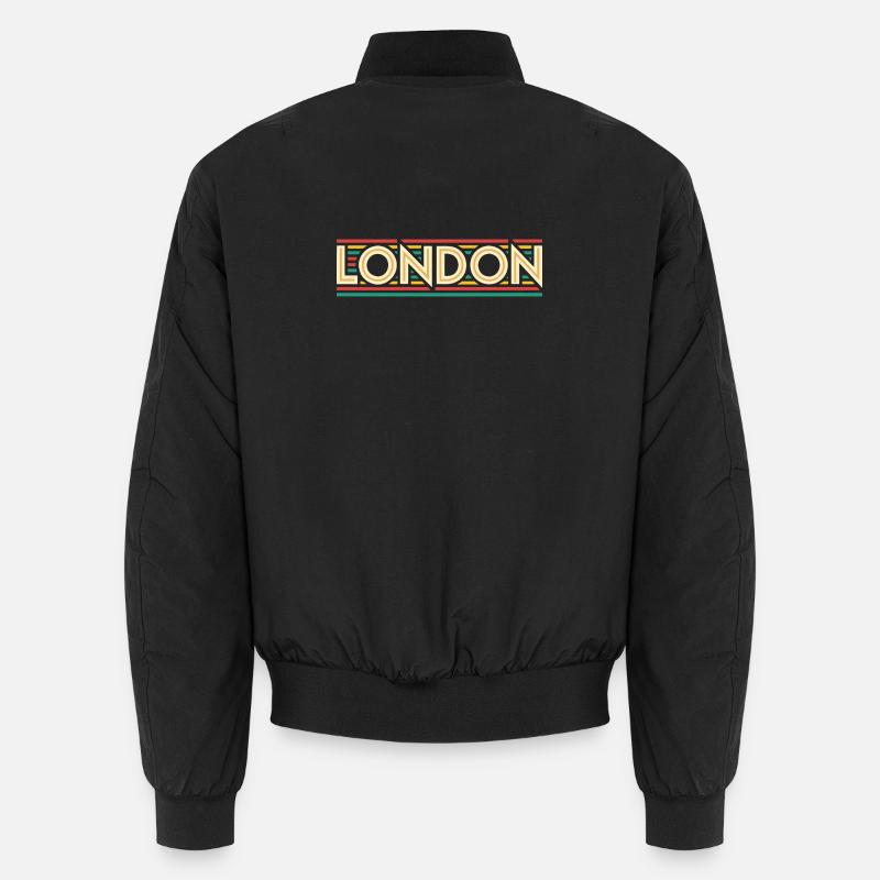 LONDON Retro Neon on Colored Stripes Unisex Bomber Jacket